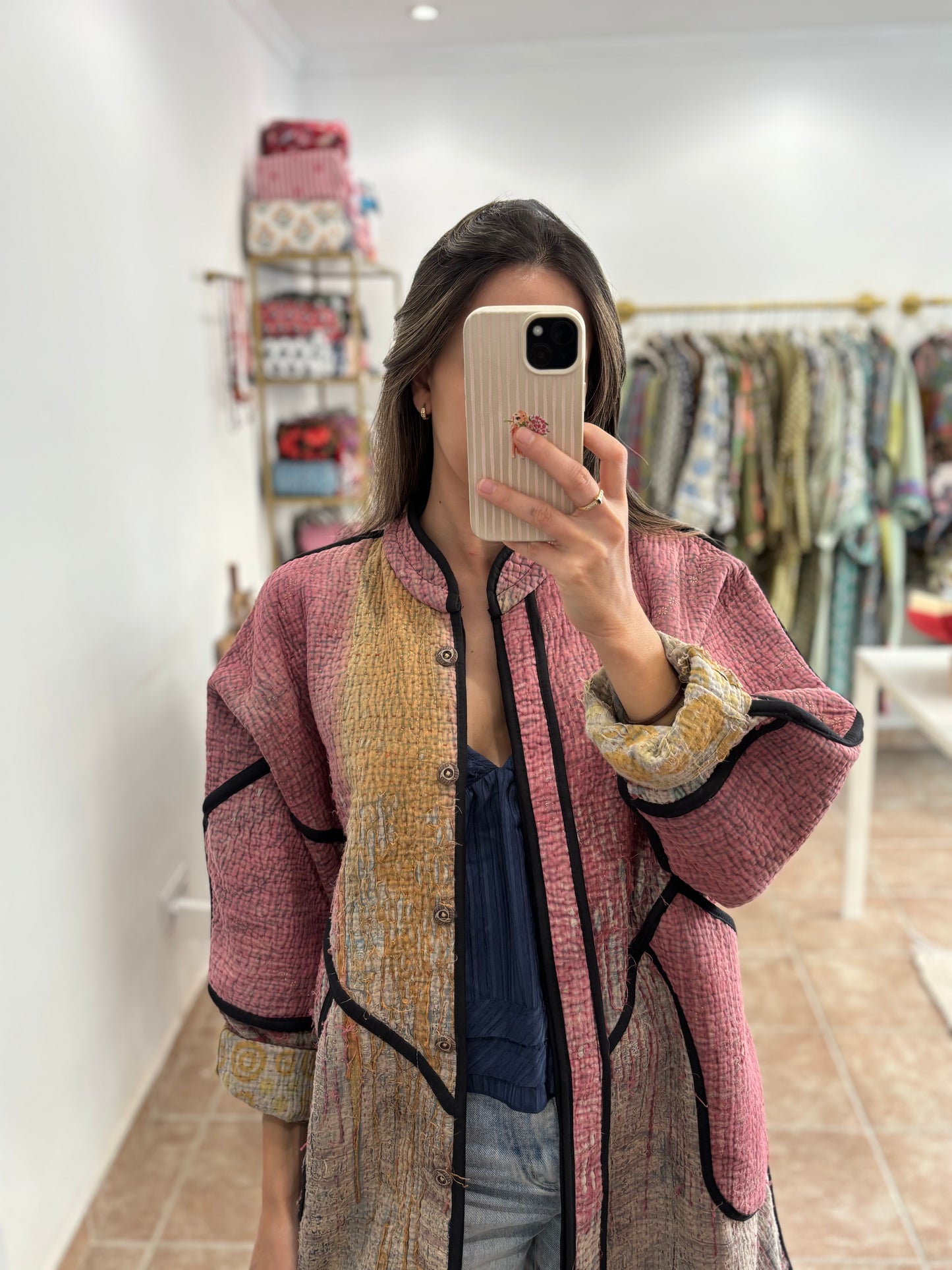 Chaqueta kantha larga