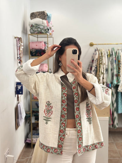 Chaqueta de algodón pintada a mano