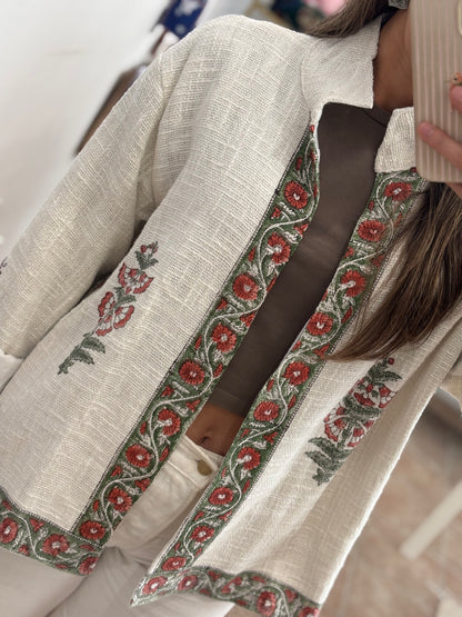 Chaqueta de algodón pintada a mano