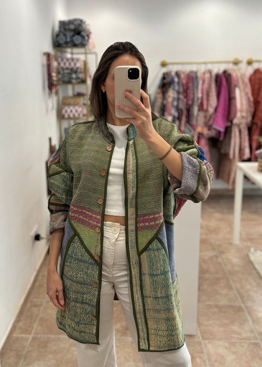 Chaqueta kantha larga