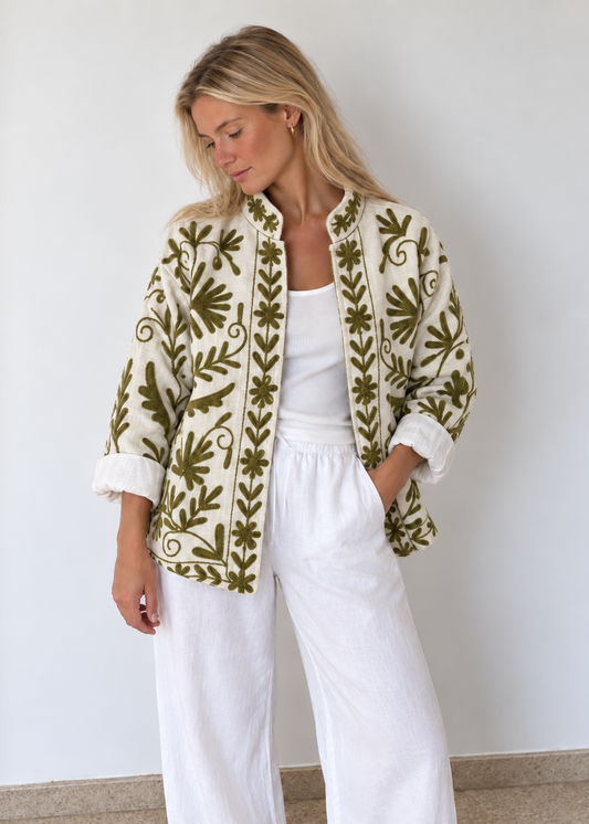 Chaqueta bordada de algodón