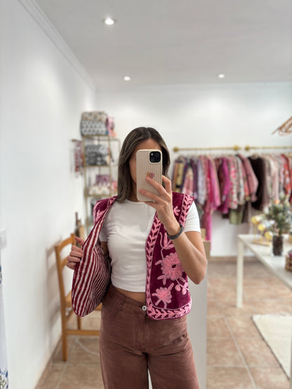 Chaleco bordado reversible