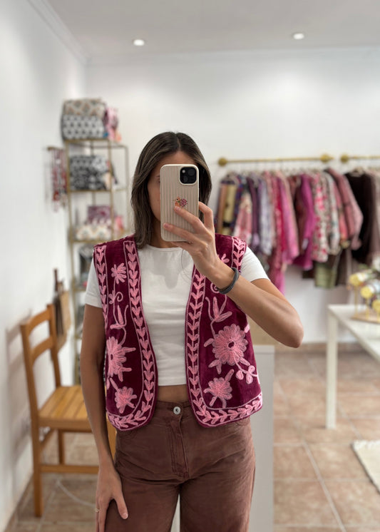 Chaleco bordado reversible