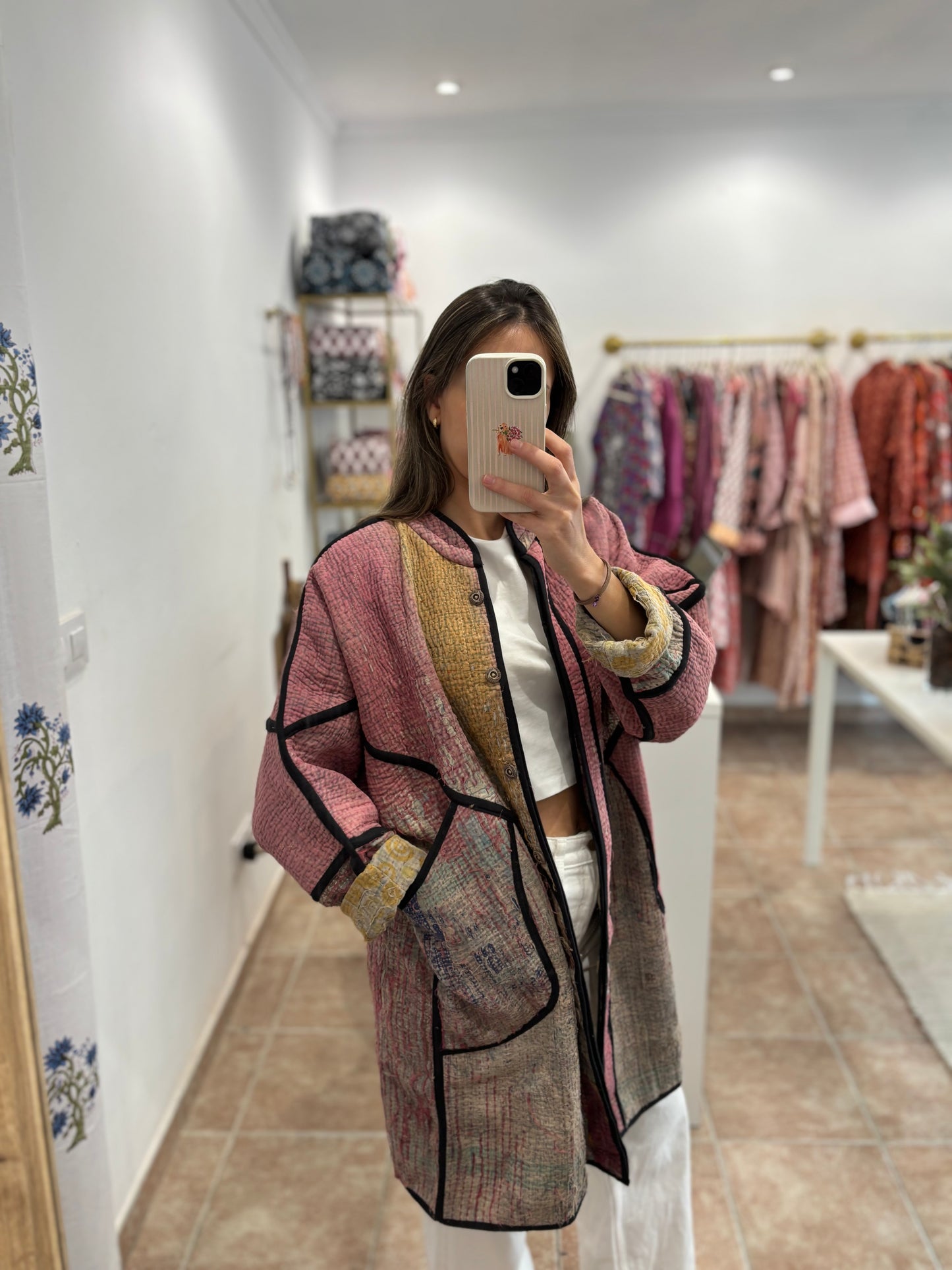 Chaqueta kantha larga