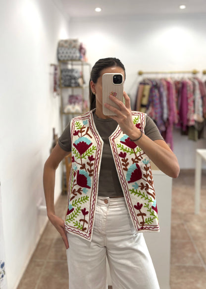 Chaleco bordado reversible