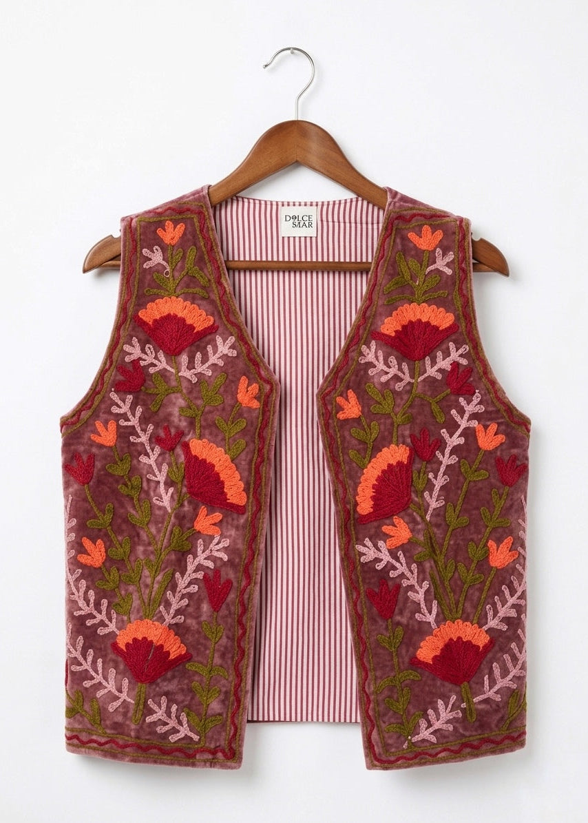 Chaleco bordado reversible