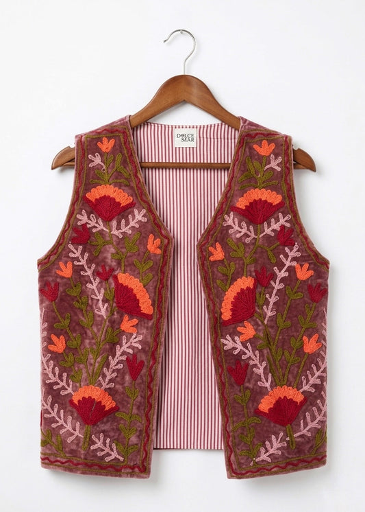 Chaleco bordado reversible