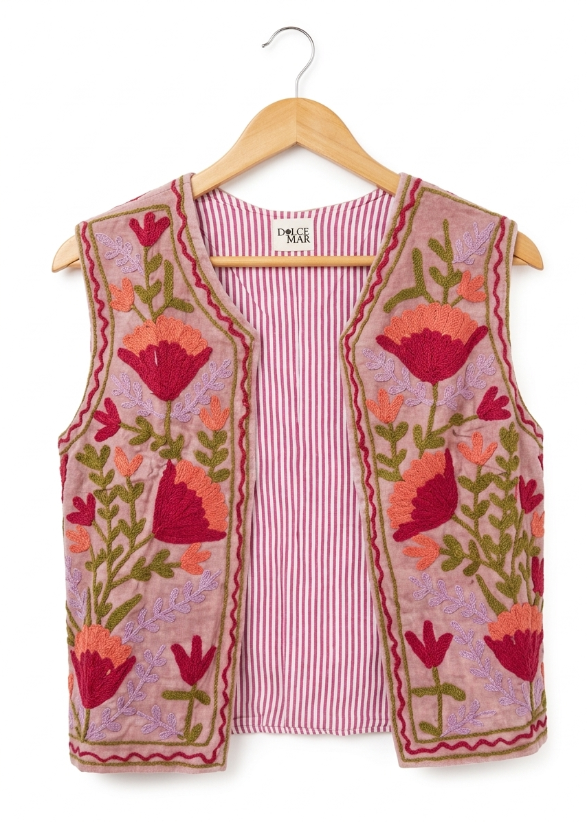 Chaleco bordado reversible