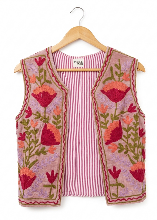 Chaleco bordado reversible