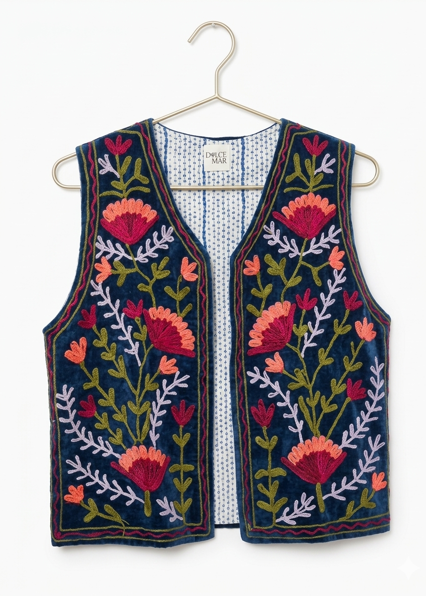Chaleco bordado reversible