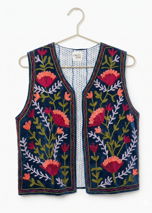 Chaleco bordado reversible