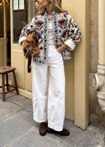 Chaqueta bordada de algodón