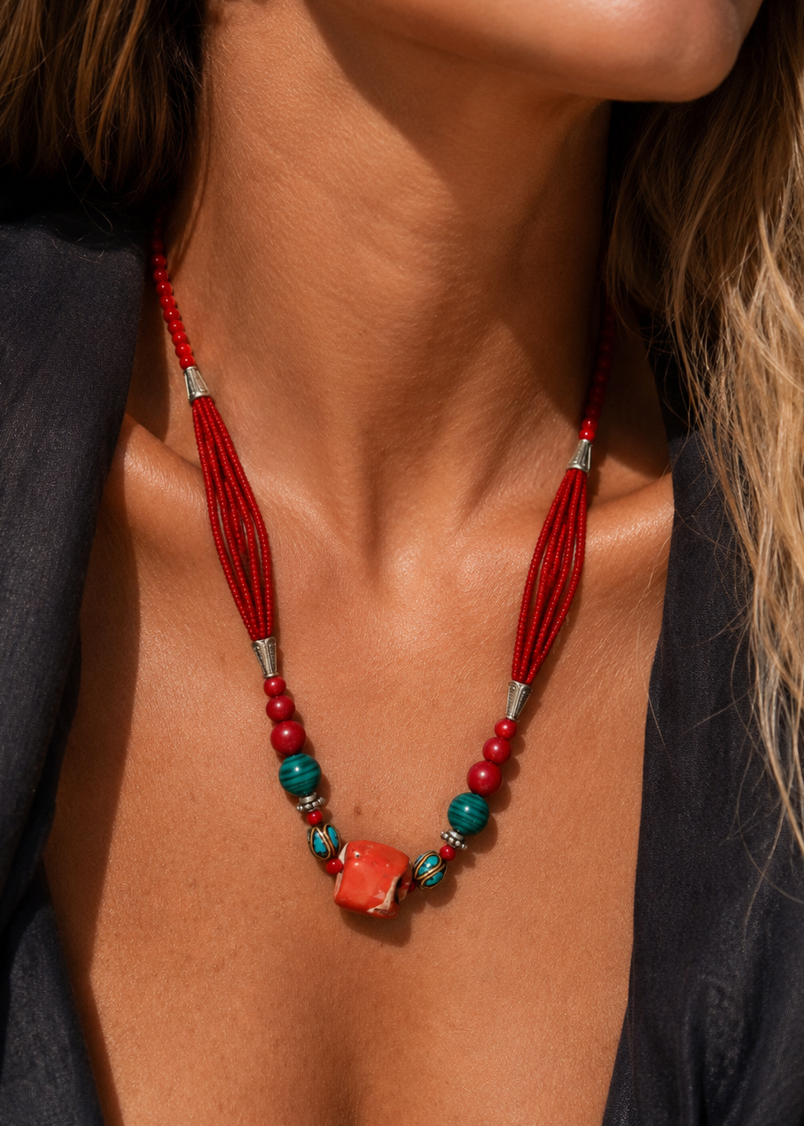 Collar coral rojo